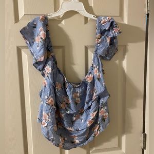 NWT American Eagle Off the Shoulder blue floral Top